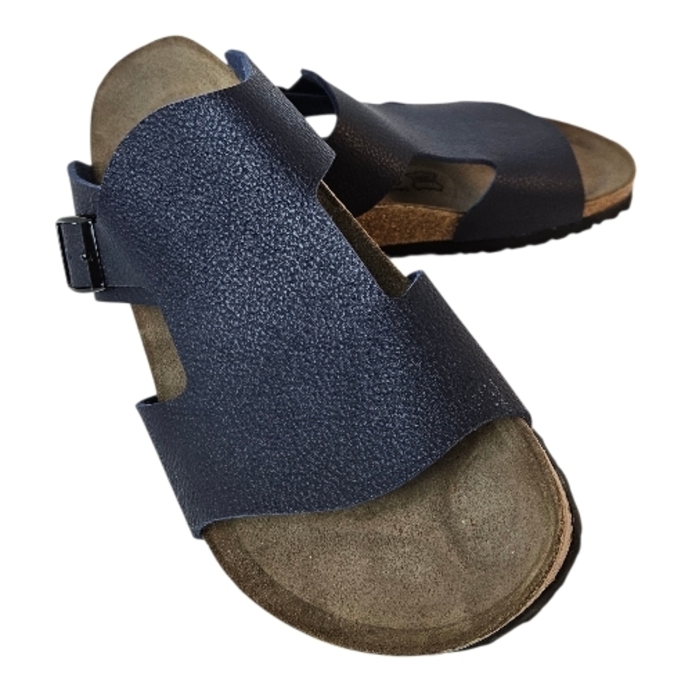 Birki's Birkenstock Mens Navy Blue Leather Sandals Size 12 - Picture 2 of 9